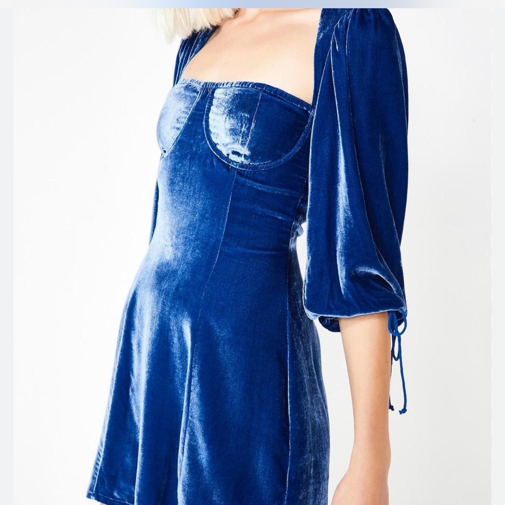 For Love and Lemons mini velvet blue dress